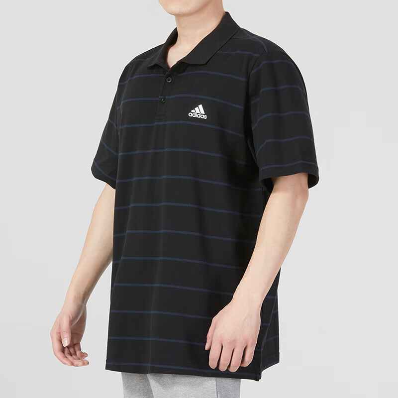 阿迪達(dá)斯  T恤男裝 POLO衫時(shí)尚條紋翻領(lǐng)運(yùn)動(dòng)服健身訓(xùn)練跑步短袖 IA8163
