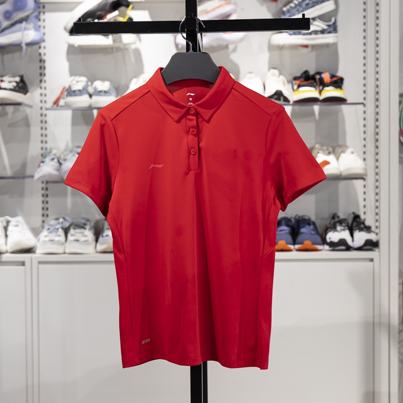 李寧短袖POLO女子2025新款團(tuán)購速干涼爽商務(wù)休閑翻領(lǐng)T恤APLV028-4