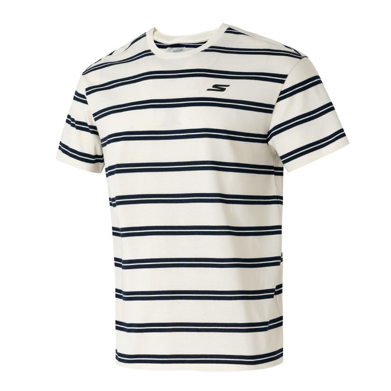 斯凱奇夏季新款男裝條紋針織圓領(lǐng)衫休閑運(yùn)動(dòng)短袖T恤P225U121-0280