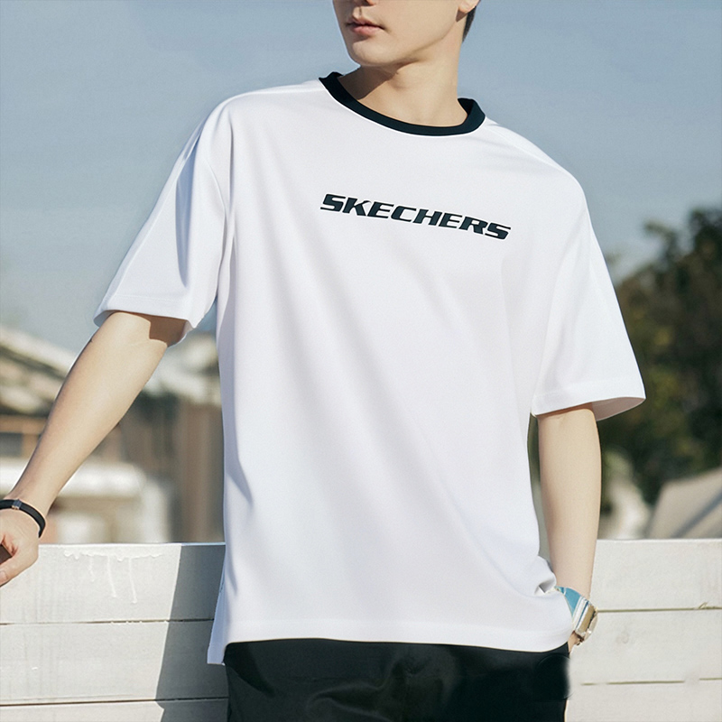 斯凱奇男女經(jīng)典LOGO戶外運(yùn)動(dòng)透氣簡(jiǎn)約圓領(lǐng)T恤衫P225U124-0019