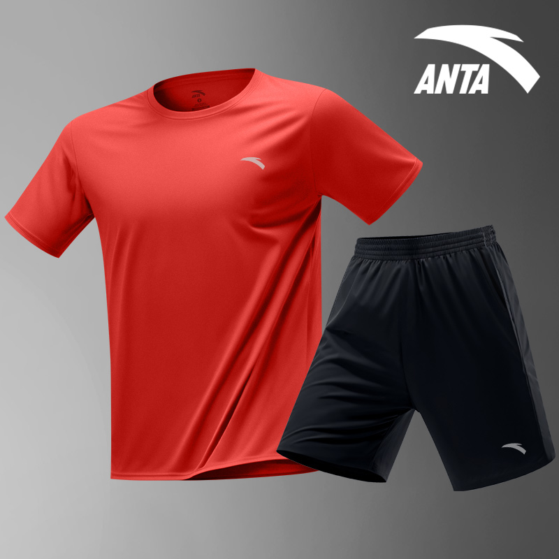 安踏速干套裝丨運(yùn)動(dòng)短袖t恤短褲兩件套女夏季新款透氣跑步訓(xùn)練服462520201-3