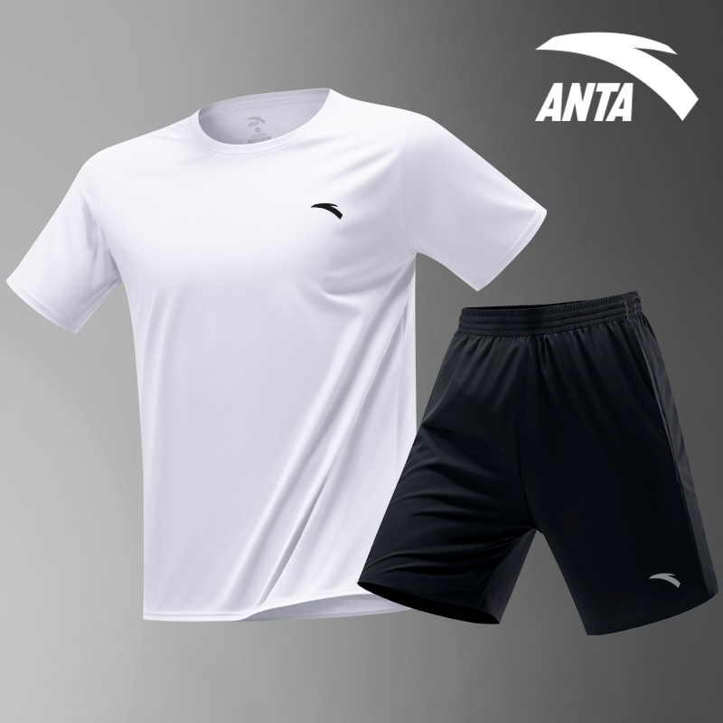 安踏速干套裝丨運(yùn)動(dòng)短袖t恤短褲兩件套女夏季新款透氣跑步訓(xùn)練服462520201-6